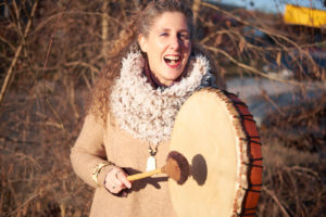 Raphaela with her shaman drum